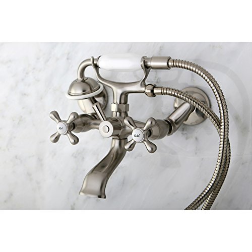 Nuvo Elements Of Design Es2668X Charleston Tub Wall Mount Clawfoot Tub Filler With Hand Shower, 3-5/8", Satin Nickel #TOP1