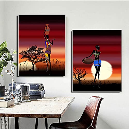 Toile femme africaine inspirante célébrant le courage et l'élégance