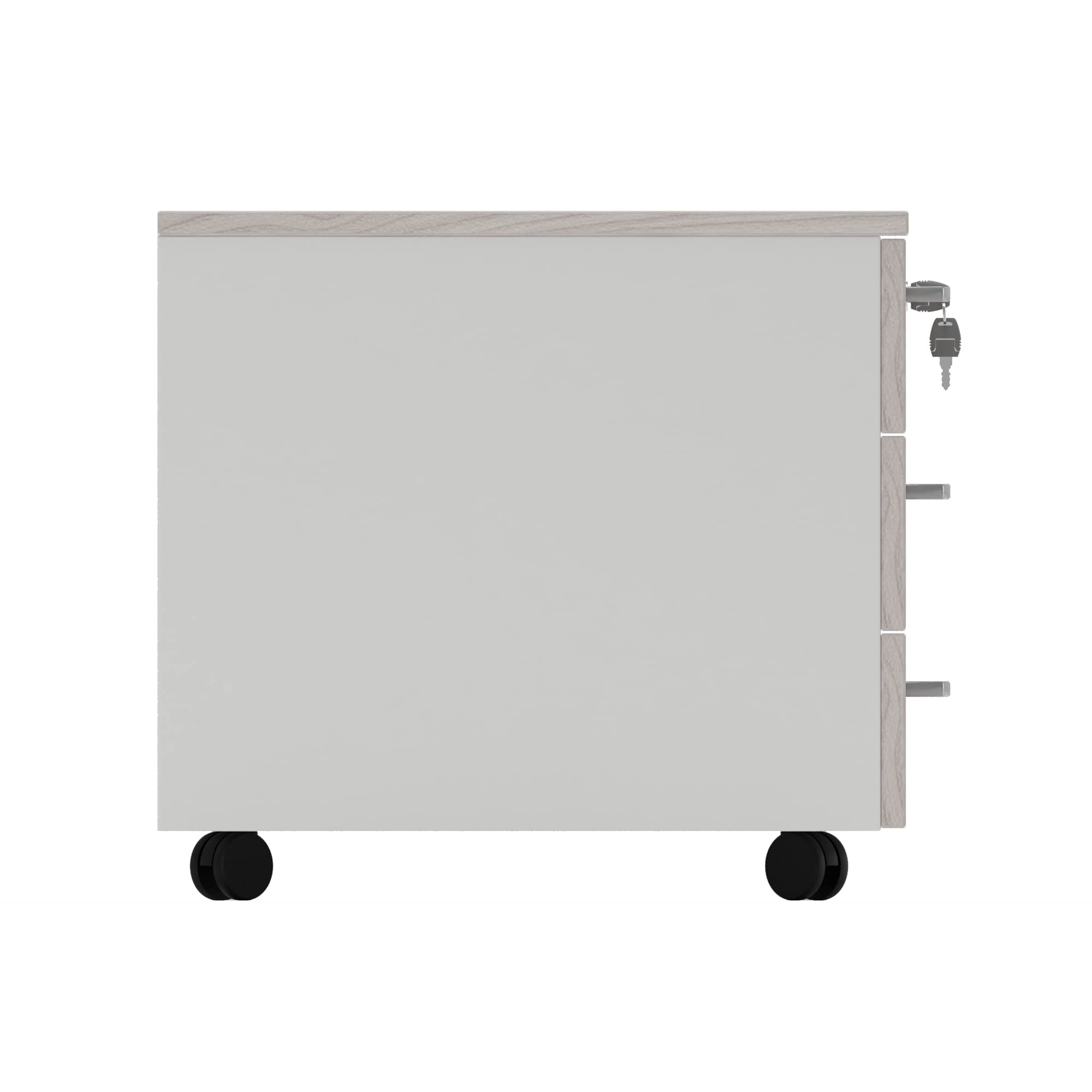 One Living Cassettiera da Ufficio con Rotelle, Tre Ampi Cassetti - Montaggio Facile - Elegante e Pratica Soluzione per Organizzare il Tuo Spazio di Lavoro (L 42 x P 56 x H 51 cm, Olmo Chiaro)