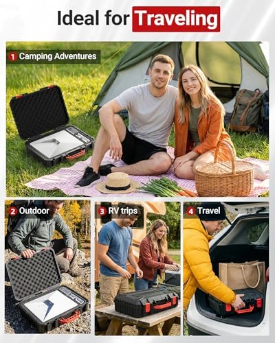 for Starlink Mini Case, Waterproof Hard Protective Travel Carrying Case Starlink Mini Accessories Shell for Power Adapter,DC Cable, Car Mount– Portable Storage for RV, Camping (Black) — view 7