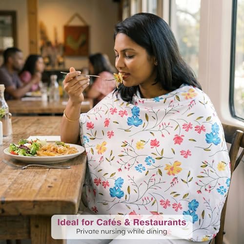 Image of a baby cherry-Nursing Cover, Nursing Covers for Feeding Mom, Feeding Cover Breastfeeding Mother, Feeding Cover for Mom, Multi-Use, Breathable, 360 Full Privacy Multicolor