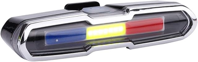 Marvellous Rear Cycling Light, PC Taillight Rechargeable Bike Lights LED Rear Bike Light with Fixing Rubber Band for Night Cycling Safety Light Accessories, Red+Blue+White