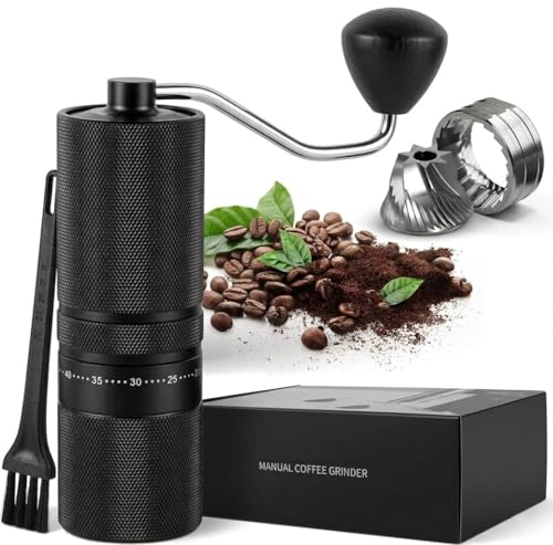 Manual Coffee Grinder with 60 Adjustable Settings, Portable Hand Coffee Bean Mill with 28g Capacity...