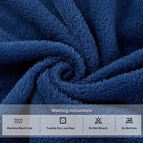 Fashgudim Mens Hooded Robe Plush Shawl Collar Kimono Bathrobe Soft Warm Flannel Fleece Spa Robes House Coat Pajamas Calf Length With Pockets (Navy,Xxl) #TOP3