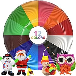 3D Pen Filament Rilitor 3D Pen Printer Filament Refills PLA 1.75mm 3D Printing Pen Filament (12 Colors, Each Color 10ft)