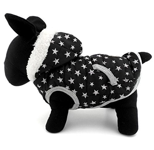 Pegasus SELMAI Star Print Vest Winter Coat Small Dog Jacket Puppy Clothes Pet Cat Hoodies Fleece Cashmere Black S - Image 4