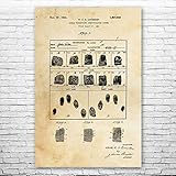 Fingerprint Card Poster Print, Detective DMV Decor, Investigator Gift, Law Enforcement Art, Police Cop Gifts Vintage Paper (8 x 10 inch)