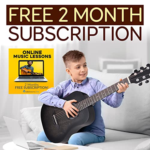 Pyle Acoustic Guitar Kit, 1/2 Junior Size Steel String Instrument For Beginner Kids, Adults, 34” Black #TOP5