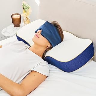 ComfyCozy Butterfly Memory Foam Pillow And Silky Plush Eye Mask | Orthopedic Support For Neck Shoulder Pain | Luxury Ergonomic Cervical Orthopaedic Anti Snore Front Side Sleeper Pillows | 67*36*12cm