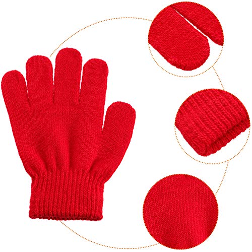 SATINIOR 24 Pairs Winter Magic Knit Gloves Full Finger Knitted Gloves for Kids Boys Girls (Multicolor)3