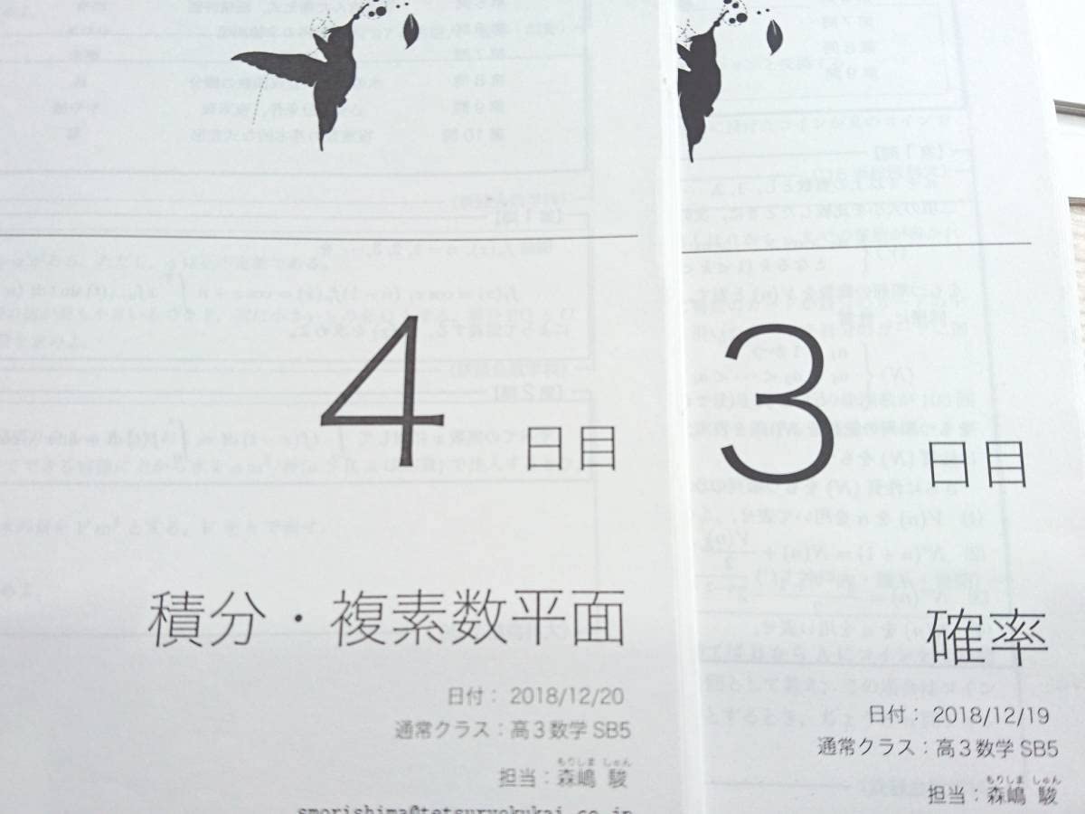 Amazon.co.jp: 鉄緑会 森嶋駿先生 冬期 高3理系数学 存在条件 冊子 