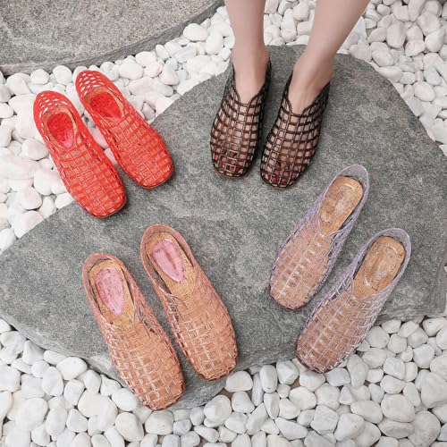 Jelly Mesh Ballet Flats Clear Sandals Huaraches for Women Beach Shoes Cute Kawaii Alternative Fashion for Girls Office Cruise Festivals Holiday Vacation Gifts Summer2