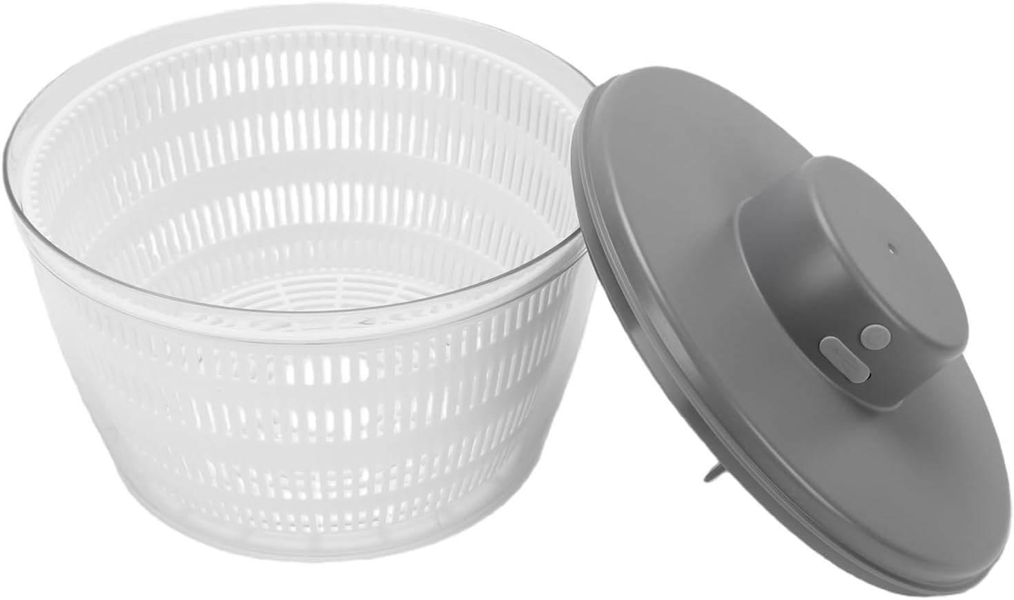 Pssopp Salad Spinner, High Capacity Easy Clean One Hand Press Pump Vegetable Cleaner Dryer For Draining Greens Fruits Vegetables (Grey)