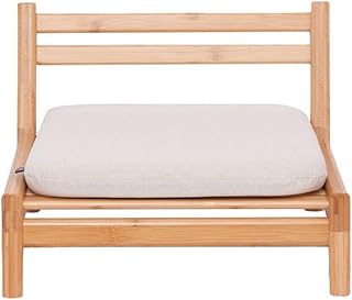 LCK Inicio Creativa Silla Zen pequeña Silla baja multifuncional Dormitorio Bay Window Tatami Asiento de bambú Respaldo portátil Silla de ocio con cojín 45 × 43.5Cm