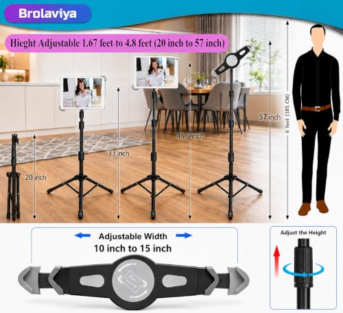 Image of BROLAVIYA Tablet Tripod Floor Stand for Home,Office, Stage for All 9.5~14.5 Diagonal inches Large Display Devices
