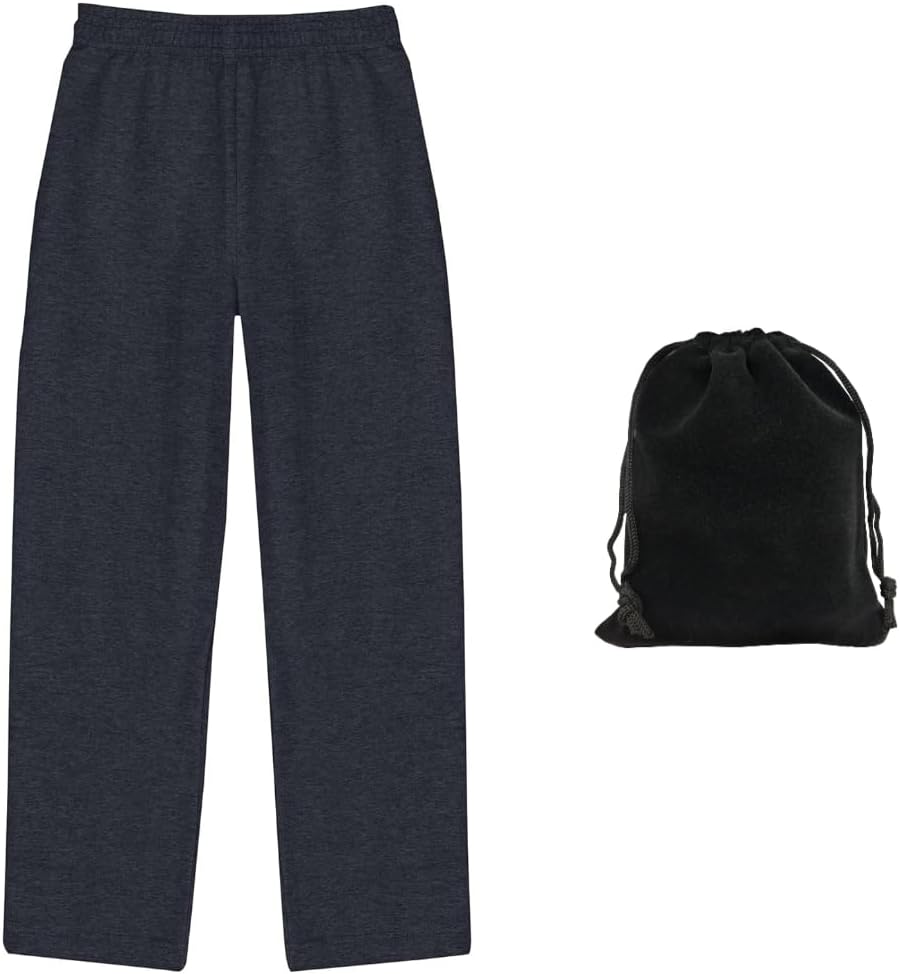 Hanes EcoSmart Boys' Sweatpants with Open-Leg Design, Durable Cotton-Blend, Includes Pouch