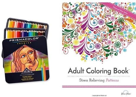 Adult Coloring Book: Stress Relieving Patterns and Prismacolor Premier Soft Core Colored Pencil, Set of 48 Assorted Colors
