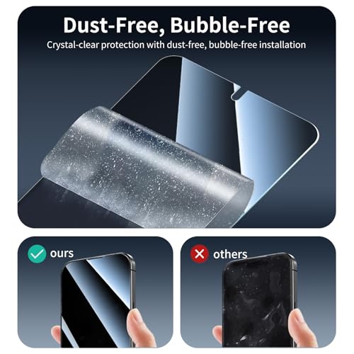 Privacy Screen & Camera Lens Protector for Samsung Galaxy S24 Ultra, Anti-Spy Tempered Glass, Dark Private Black Protection, 9H Hardness Anti-Scratch 2.5D Curved Edges Case-Friendly, 3 Pack Each by Fynorao - Used condition - Image 6