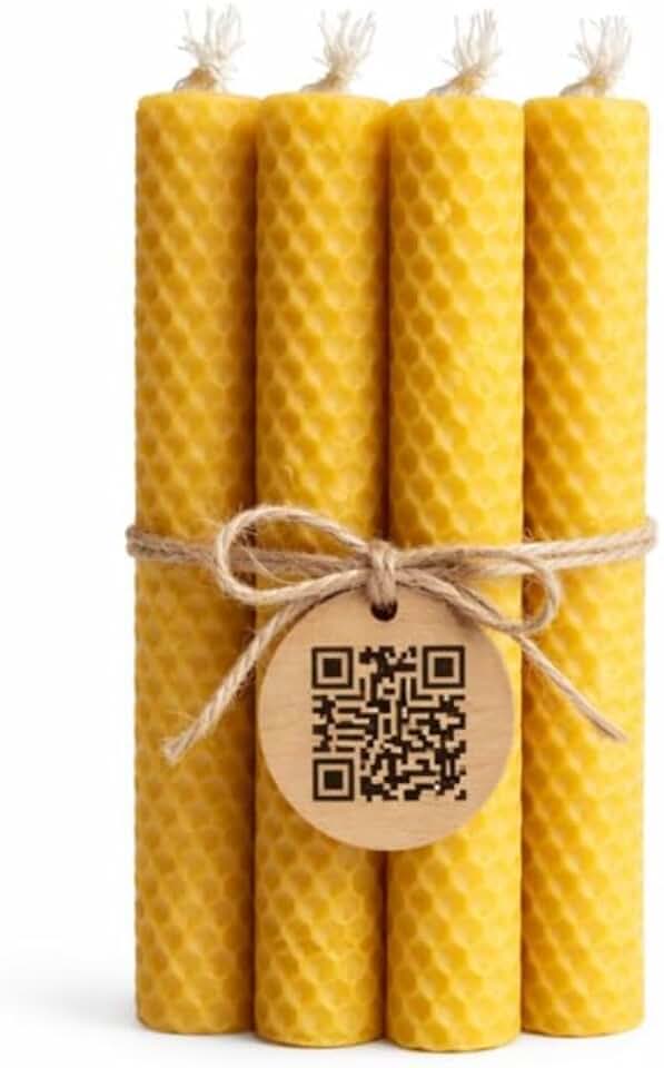 Velas de la Suerte, Pack de 4 Unidades, Cera de Abeja, con Guía de Uso Tradicional, Regalo Simbólico para Deseos y Reflexión y Meditacion Personal
