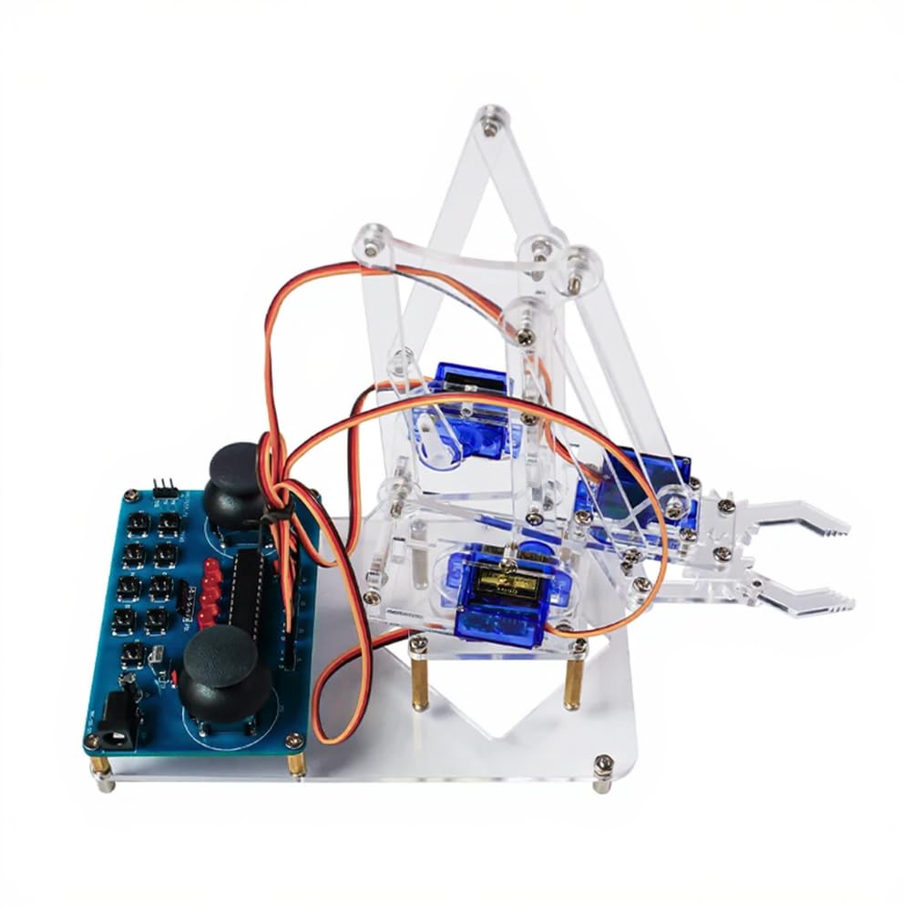 Kit braccio robotico 4DOF alimentato tramite USB, robot assemblato in acrilico con 51 MCU, strumento di apprendimento STEM per studenti