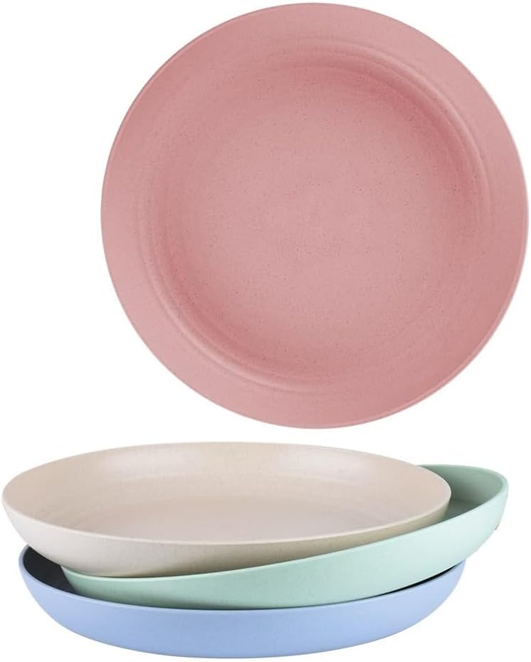 Azonee Dinner Plates Set, 4 Pack 8" Plastic Unbreakable Plates Set for Family Party Picnic Home, Dishwasher Microwave Safe, Dessert Plates, Breakfast Plates Dinner Plates