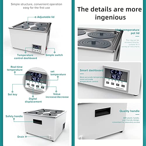 Bain d'eau de laboratoire thermostatique numérique, doublure en acier inoxydable, protection anti-brûlure à sec, équipement de chauffage de laboratoire avec affichage numérique, capacité de 5 l