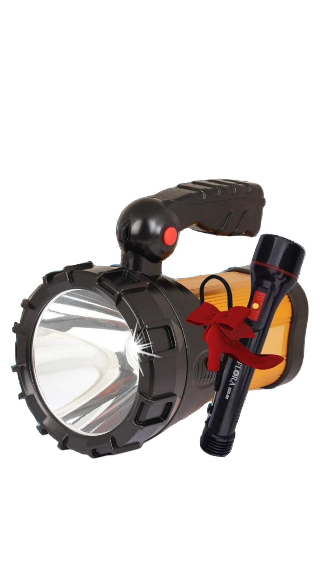 Flysmart Heavy Duty Searchlight Long Range + Side Tube Emergency (Range Upto 1 Km.) with Multi-Functional + Blinker Rechargeable Handheld Torch (Metal 450 Watt) With Flora Ultra Durable AA Handy Torch (B0D33MZM87) Amazon Price History, Amazon Price Tracker