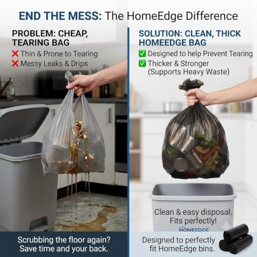 Image of HomeEdge Black Garbage Bags Medium Size (19 x 21 Inches) - Pack of 3 Rolls (90 Bags) | Thick Leakproof Trash Bags for Home, Kitchen, and Office Waste Management