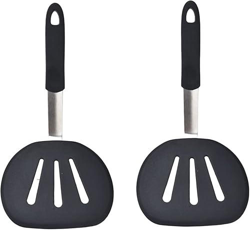 2 espátulas de silicona anchas, espátula de silicona para cocina, espátula de panqueques para huevos, hamburguesas y tortillas