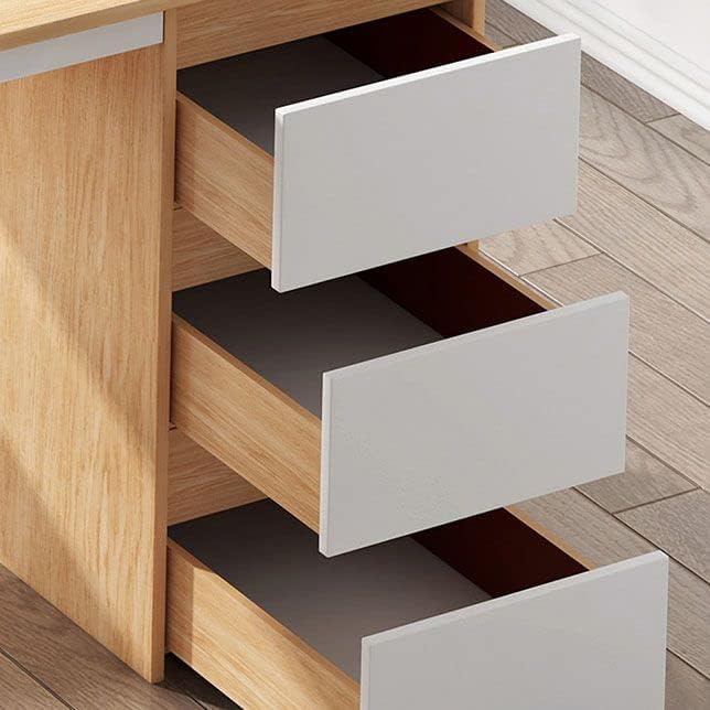 Miniatura 5 de CraftThink Escritorio rectangular de oficina con 3 cajones, mesa de estudio, escritorio para estudiantes, escritorio para escribir, laptop, oficina