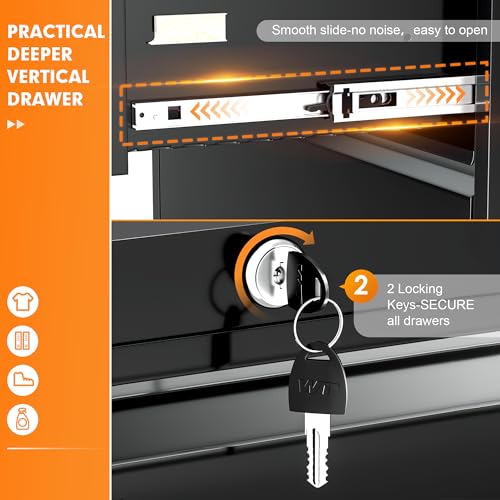 image for INTERGREAT File Cabinet 4 Drawers, Black Metal Lateral Filing Cabinet 