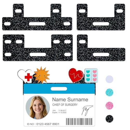 Plifal 4 Pack Badge Buddy Pin Holder - Black Pins Topper Display Card Horizontal Vertical Acrylic Badge Accessories for Nurse Nursing Medical Healthcare