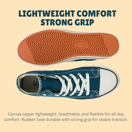 Image of Hirolas Men's Vulcanized Canvas Rubber Toe High Ankle Skateboard Sneakers Shoes.