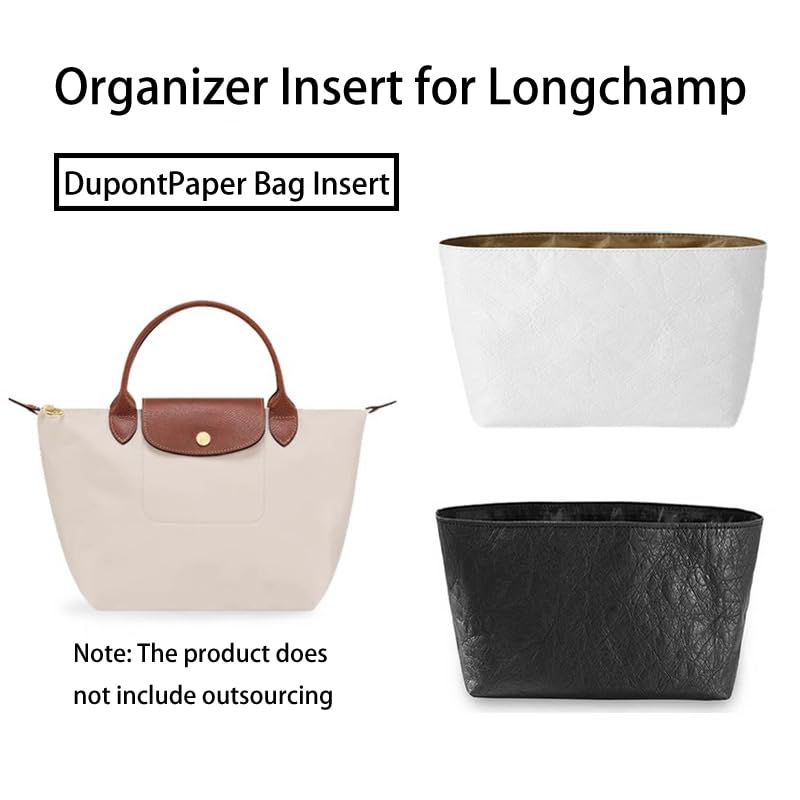 D.DUO Organizador para Longchamp, organizador de inserción de bolso, organizador de inserción de bolsa de papel impermeable para bolsa de mano (Negro, Grande)