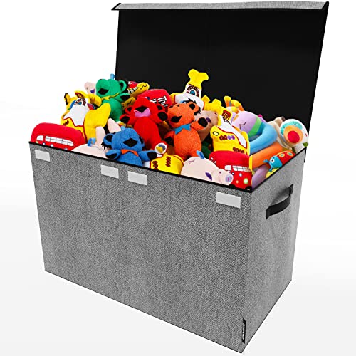 Toy Chest and Storage Box | House Organization Products | Toy Organizer Bins and Toy Bin Organizer for Tots Toys | Girls Toy Box or Boys Toy Box | Kids Room Storage or Living Room Storage (Gray& Black