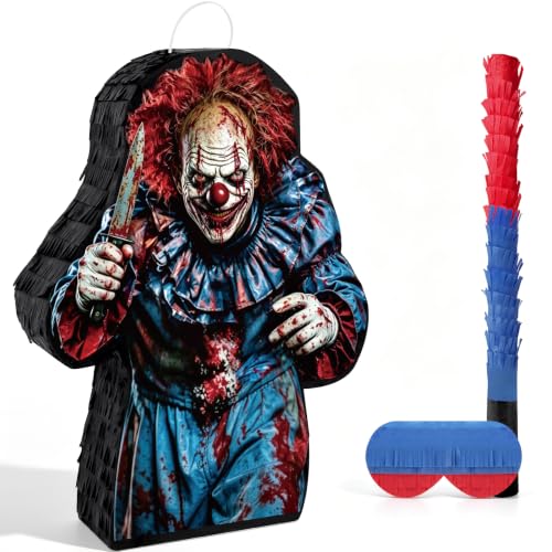 Halloween Carnival Games Scary Clown Pinata with Stick and Blindfold