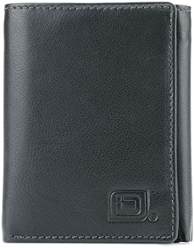Leather Trifold Wallets for Men - RFID Blocking - Mens Trifold Wallet in Black