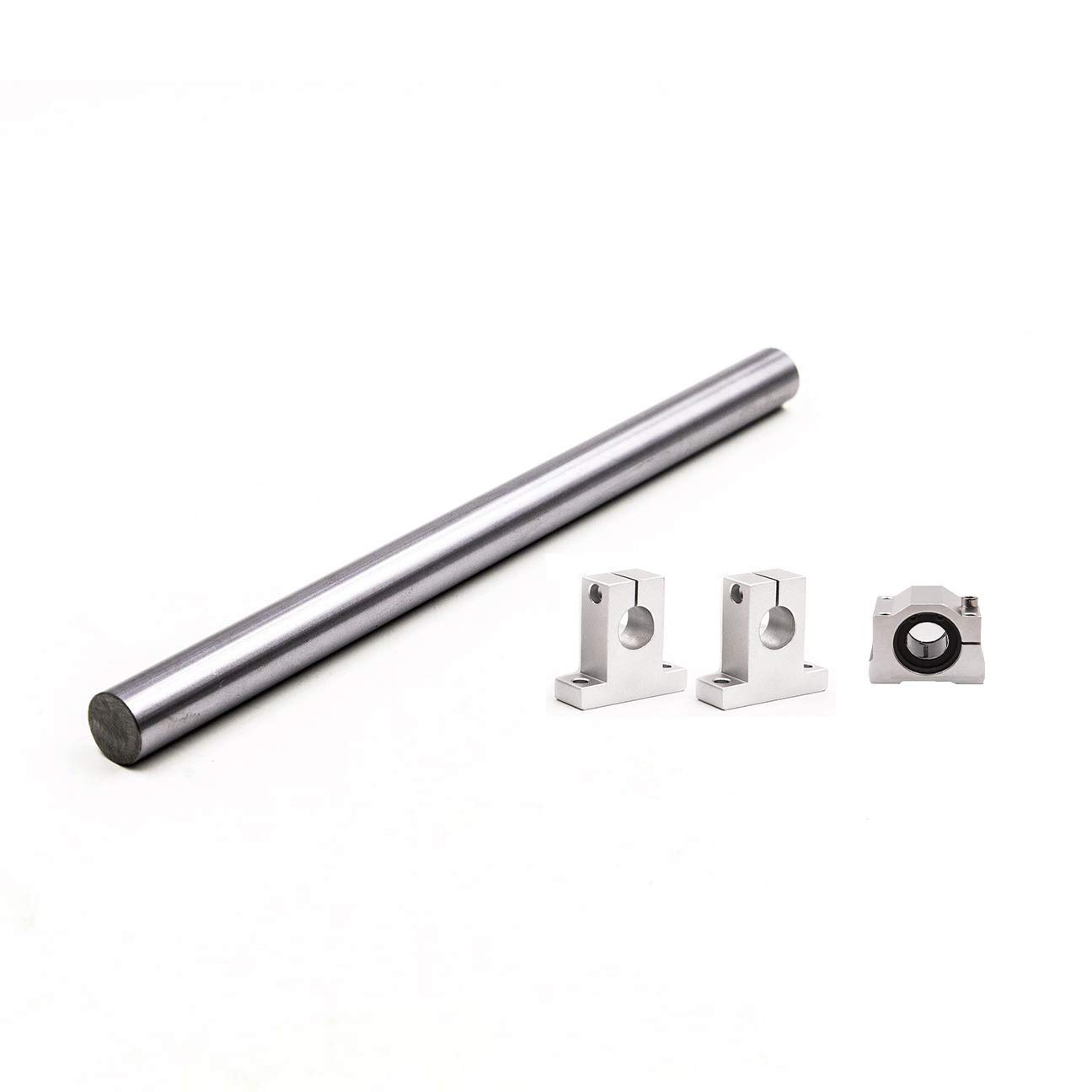 TEN-HIGH Linear Shaft CNC Parts Kits 1pcs 600mm 23.62 Inch Steel Linear Shaft Optical Axis 1pcs SCS20UU 20mm Dia Steel Linear Motion Ball Bearing Slide Bushing 2pcs SK20 Aluminum Rail Support Guide