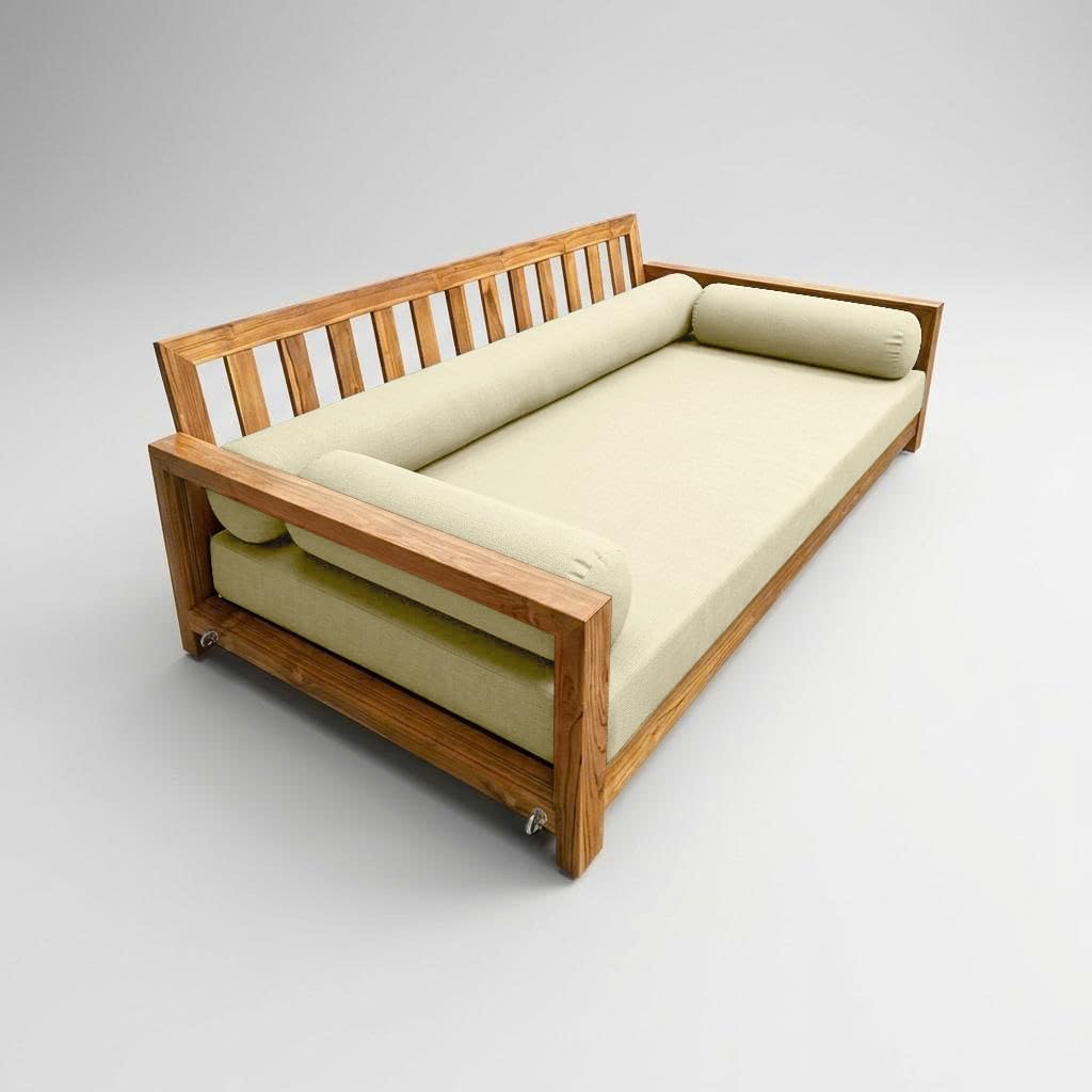 Prolinemax Style6 Crib Size 4PC Knife Edge Outdoor Daybed Mattress Cushion Bolster Pillow Slip Cover Complete Set AD005