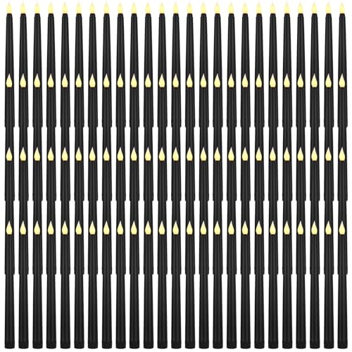 Baquler 100 Pcs 9.7 Inch Black LED Flameless Taper Candles Bulk