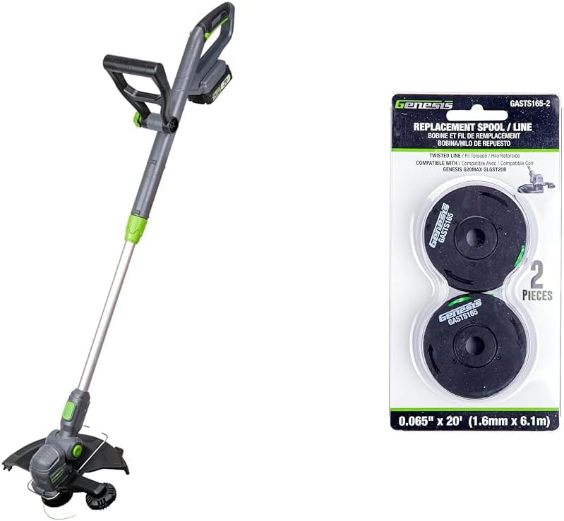 Genesis G20MAX 20V Cordless Grass Trimmer with 3 0.65" Replacement Trimmer Line Spools