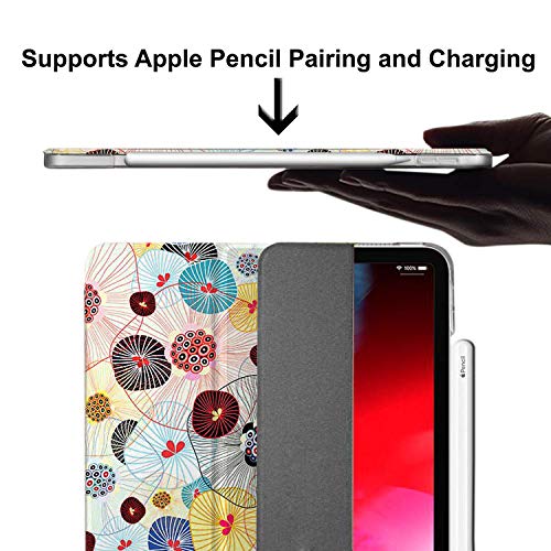 Image of DuraSafe Cases iPad PRO 11 Inch 1st [ PRO 11 2018 1 Gen ] A1980 A1934 A2013 A1979 MTXN2HN /A MTXP2HN /A MTXR2HN /A Trifold Printed Hard Smart PC Transparent Back Cover - Yarn Flowers