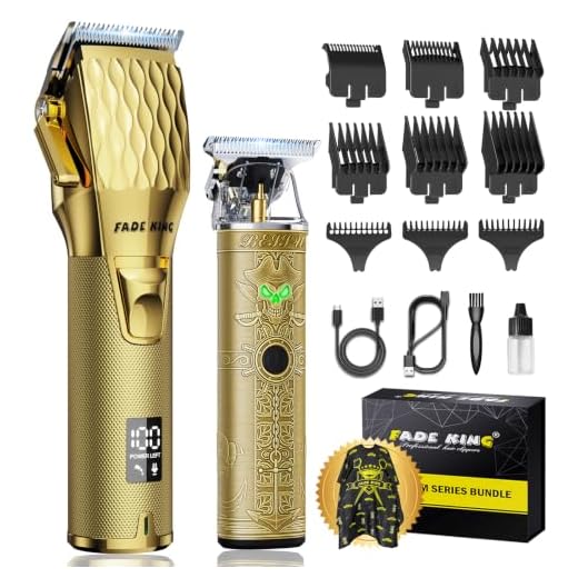 FADEKING® Professional Hair Clippers for Men - Cordless Beard Trimmer for Men, LCD Display Hair Clippers and Trimmer Set for Barber Haircut, Mens Grooming Kit with Travel Case, Gifts for Men