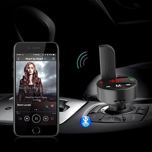 Auledio Bluetooth FM Transmitter, Wireless in-Car FM Transmitter Radio Adapter Hands Free Car Kit with 5V/2.1A USB Car Charger Support TF Card and USB Flash Drive - Thumbnail 3