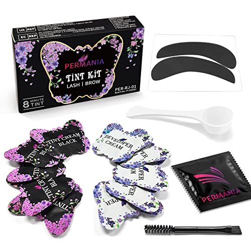 PERMANIA Tinte de Pestañas, Tinte Cejas, 2 EN 1 Tinte para Pestañas y Cejas, Nueva Forma de Mariposa, Un Paquete Pequeño a la Vez, Rápido y Fácil, Coloración Completa de Pestañas y Cejas en 30 Minutos