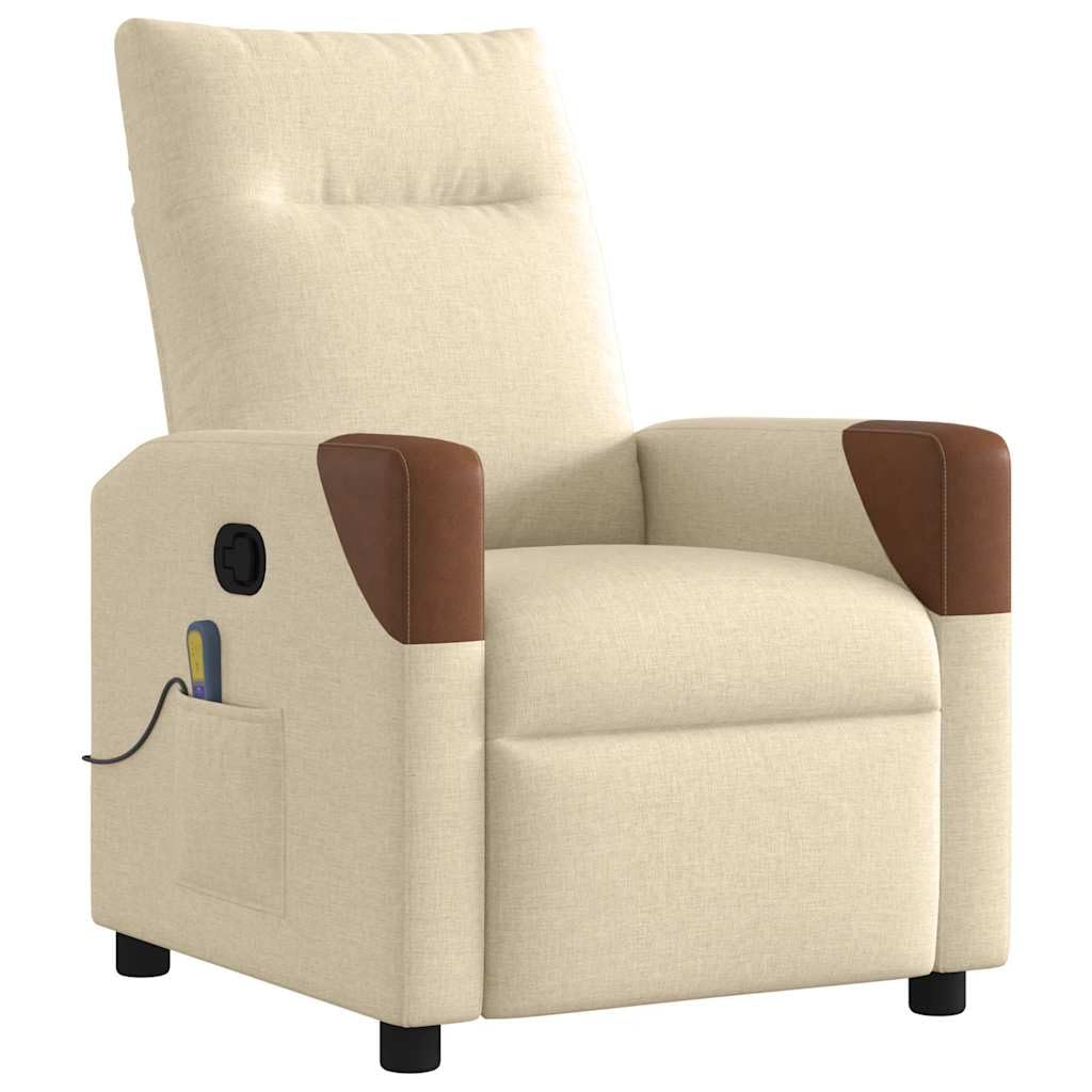 vidaXL Sillón de Masaje reclinable de Tela Crema, sillón de Masaje reclinable, sillón, sillón reclinable, sillón de Masaje de Oficina
