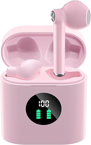 Miniatura 1 de Auriculares inalámbricos con Bluetooth 5.3 con sonido estéreo de 35 horas de reproducción, estuche de carga inalámbrica y pantalla de alimentación,