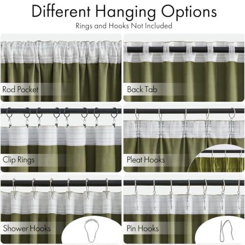 Image of MIULEE Moss Green Velvet Pinch Pleat Blackout Curtains W52 X L96 Inches