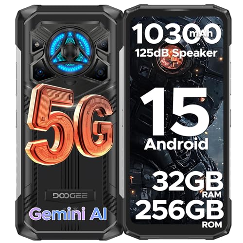 DOOGEE Blade 20 Play 5G Rugged Phone,Dimensity 7050 Octa Core,32GB+256GB,Android 15 10300mAh Rugged Smartphone with 125dB Speakers,6.6