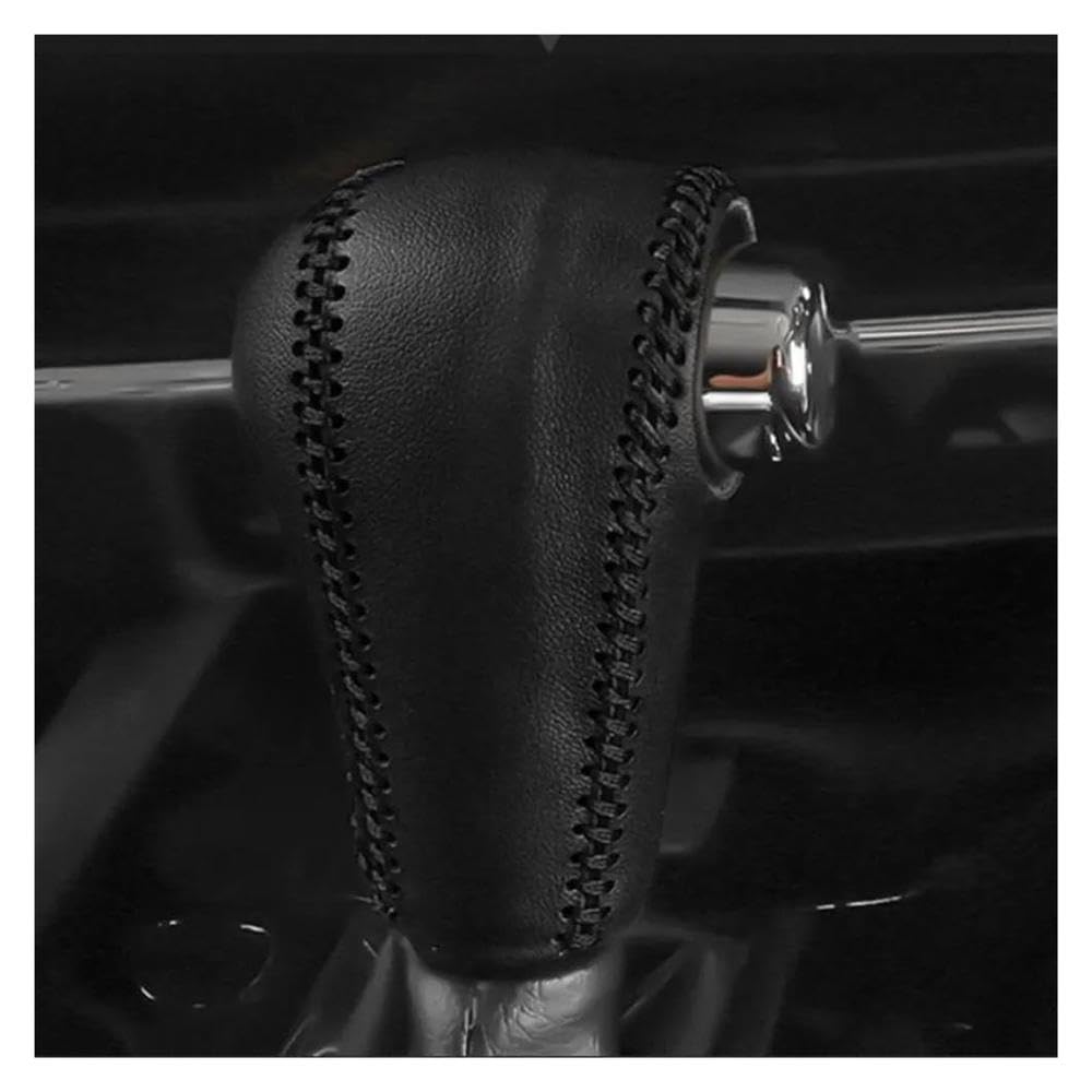 HYASDBWE Car Leather Head Shift Knob Protection Cover for Vezel for HRV for HR-V 2014-2020 AT Gear Shift Collars LHD/RHD Gear Shifter Parts(Black,LHD)